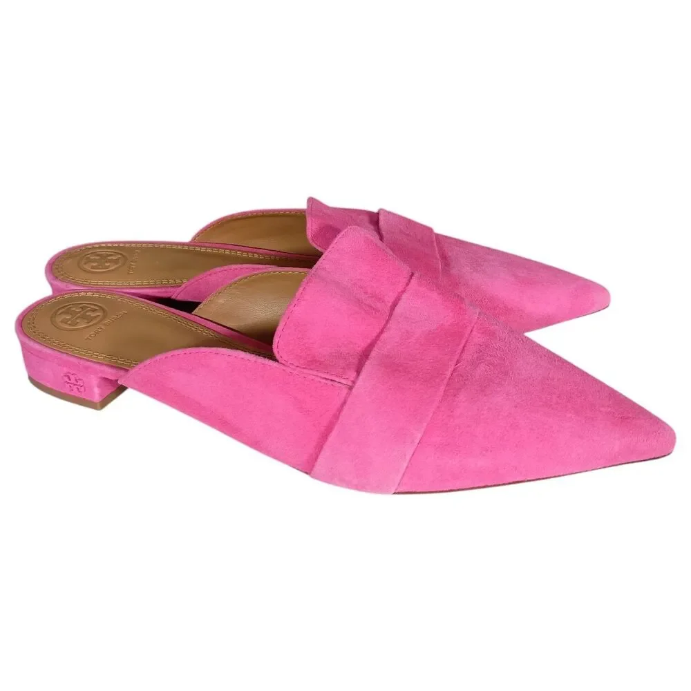 Tory Burch Rosalind Mule Lancaster Suede Crazy Pink Slides Shoes Womens 11 M